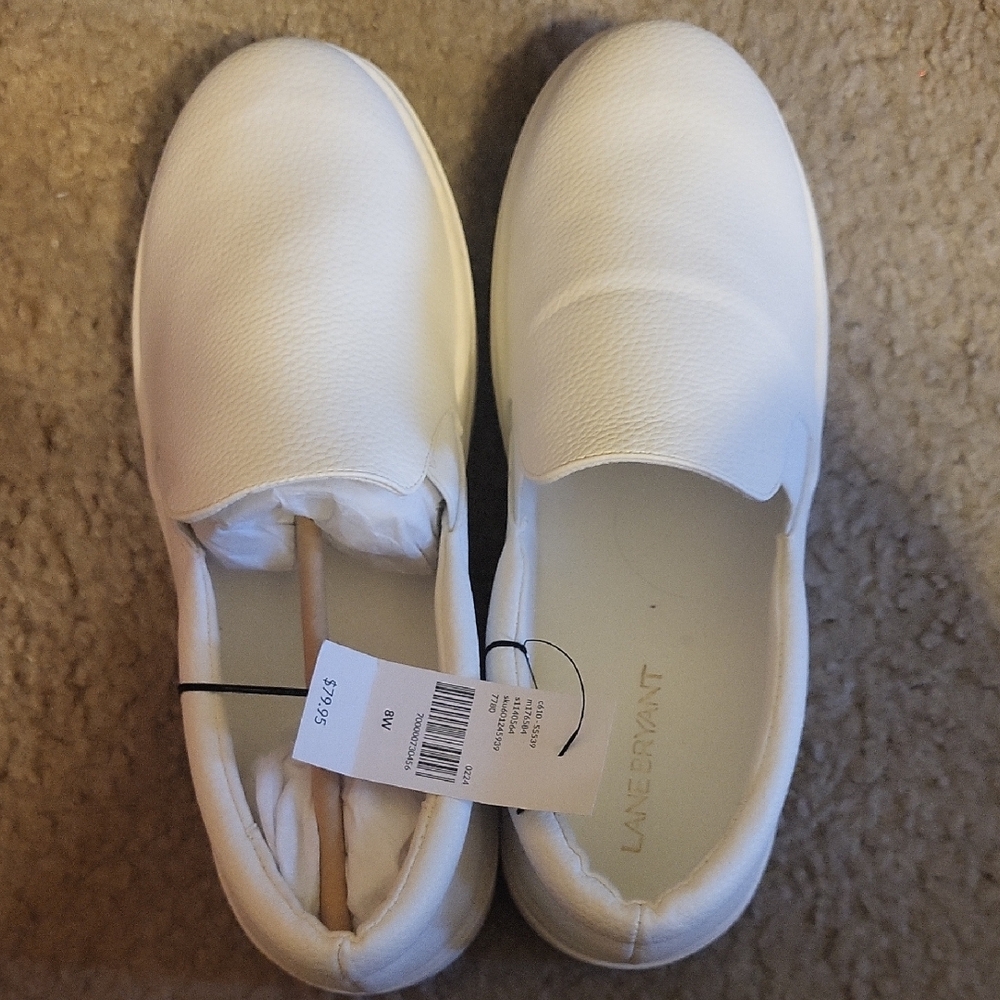 LANE BRYANT White Slip-On Shoes